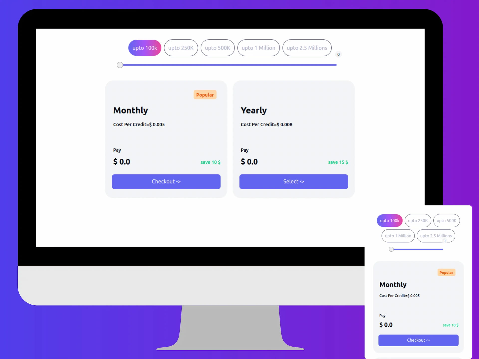 Pricing Page With Slider Using React Js and Tailwind CSS SnipByte